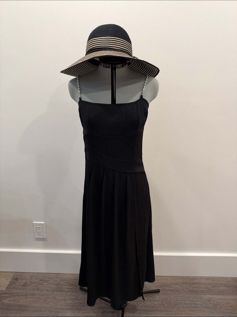 Petite Studio Black Midi Dress with Chain Straps